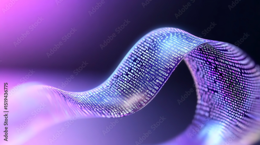 Fototapete A vivid abstract representation of digital waves, showcasing vibrant colors and data patterns flowing in a dynamic, futuristic design.