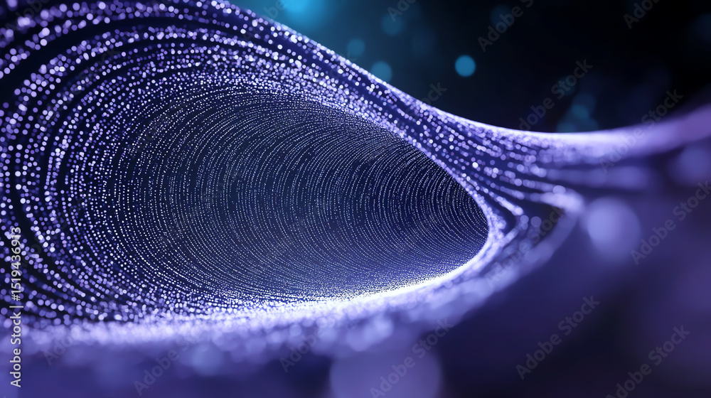 Leinwandbilder Abstract digital vortex with glowing particles, creating a mesmerizing visual effect in modern technology and design.