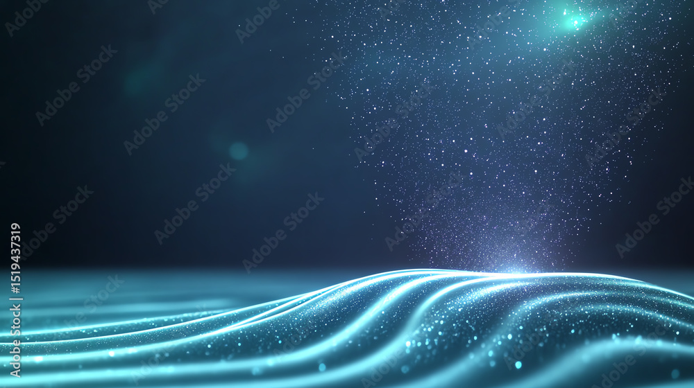 Leinwandbilder An abstract visualization of waves and light, showcasing vibrant colors and a mystical atmosphere for artistic and creative projects.