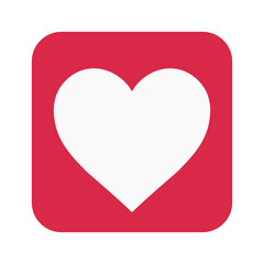 White heart symbol in red rounded square