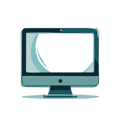 Fototapeta premium Desktop computer display, flat design, blue and white, used for presentations with space for copy