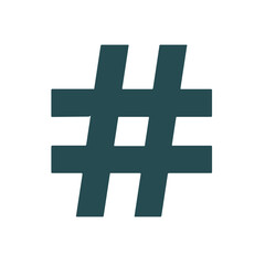 Obraz premium Teal hashtag symbol, simple graphic element for social media, against white background