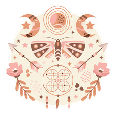 Bohemian Abstract Nature Elements Composition