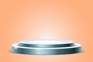3D silver Podium Display on pink Background for Product Presentation Display or Award Ceremony