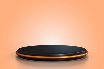 3D black Podium Display on pink Background for Product Presentation Display or Award Ceremony