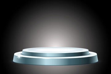 "3D silver Podium Display on black Background for Product Presentation Display or Award Ceremony"