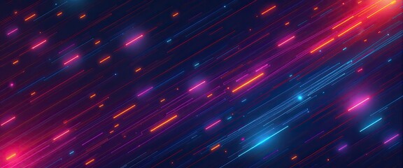 Obraz premium Abstract neon light trails representing high-speed data transfer in a futuristic digital network
