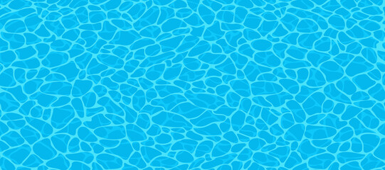 Cartoon vector of a blue swimming pool background in long banner format. Vector illustration for summer, water and vacation design template