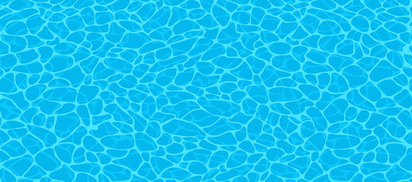 Cartoon vector of a blue swimming pool background in long banner format. Vector illustration for summer, water and vacation design template