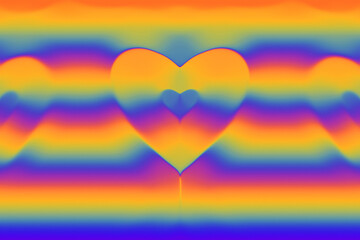 Abstract glowing heart shape forms within a vivid rainbow, pride collection, symbolizing love and positivity in a colorful wallpaper background.