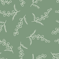 Outline Mimosa Vector Seamless Pattern Background for Surface Print Fabric Fashion Wrapping