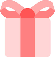 Flat Pink Gift Box with Bow – Cute Present Icon for Celebration and Holiday Design
