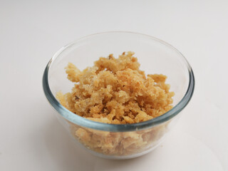 Heap of crispy flakes on white background