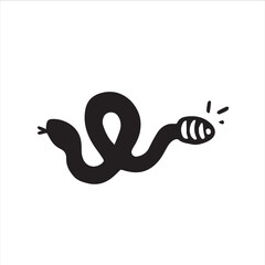 Black and white stylized snake with lightbulb-like object