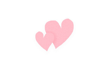 Pink paper heart shape isolated on transparent background. Valentine's Day. Red heart with shadow. Love. Illustration.