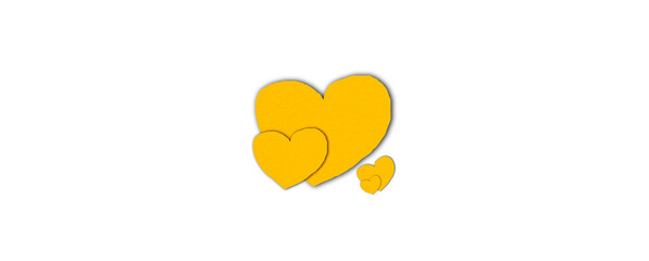 Yellow paper heart shape isolated on transparent background. Valentine's Day. Red heart with shadow. Love. Illustration.