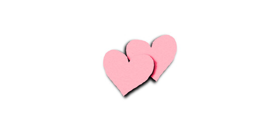 Pink paper heart shape isolated on transparent background. Valentine's Day. Red heart with shadow. Love. Illustration.