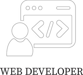 Freelance line art icon.Freelance & Productivity Icons A Clean and Stylish Collection.Containing work online, freelancer, laptop, home office, client meeting, self-employed, graphic designer and more.