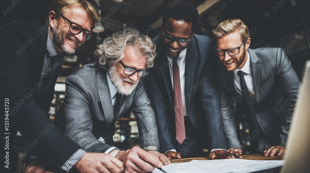 Aufkleber in a modern office, diverse business professionals engage in a collaborative strategy session. their