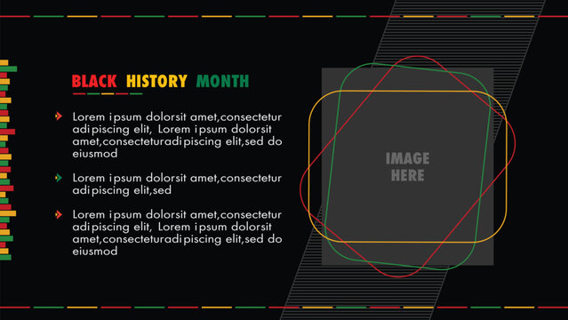 Black history month concept layout, black history month presentation template design layout with black theme in vector illustration creative style.