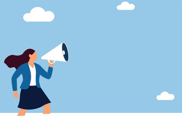 businesswoman shouting through megaphone