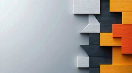 Colorful Geometric Wooden Blocks Abstract Background