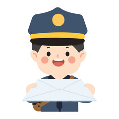 Cute Mail Carrier Character with Letter