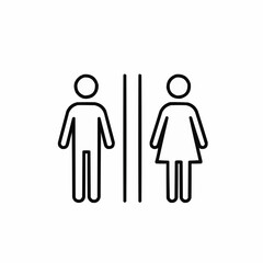 Icon of male and female restroom signs with simple lines  