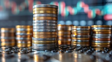 canada economy and finance . with coins and digital trading platform, economic growth, stock market chart, investment trends global challenges  HD 8k wallpaper photographic image
