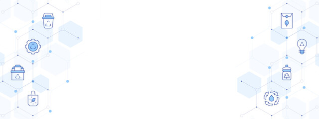 Recycling Banner Vector Illustration with Two-sided Icon Style. Line Duotone icon. Containing. recycling bin, recycling, reusable, recycle, bottle, eco packaging