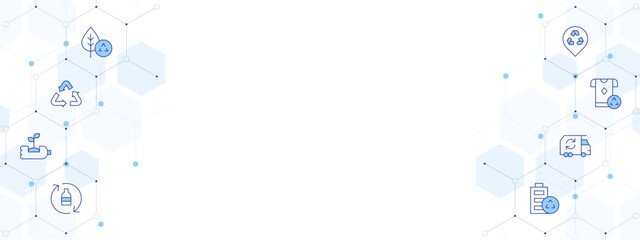 Recycling Banner Vector Illustration with Two-sided Icon Style. Line Duotone icon. Containing. recycling, recycle, garbage truck, placeholder