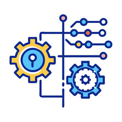 Illustration showcasing gears and circuit connections symbolizing technology and innovation in digital systems