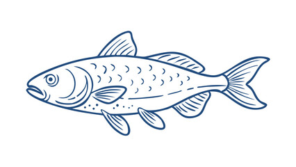 Fototapeta premium Illustration of a detailed fish in a simple line style showcasing aquatic life