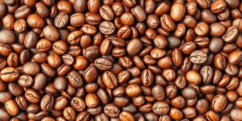 Fototapeta premium Vibrant watercolor painting of coffee beans, showcasing rich browns and textures, coffee beans, brown