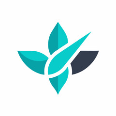 Abstract teal leaf and arrow logo design