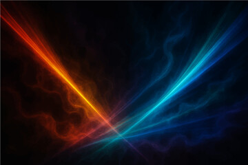 Abstract dark colourful with light rays and a hint of smoke texture.