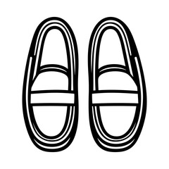 Leather loafers icon. Line art. Mens shoes concept, vector logo design