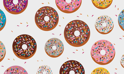 Donuts with colorful sprinkles and white icing