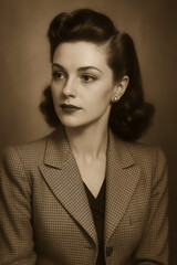 Vintage-style portrait of elegant woman in grayscale	