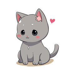 Obraz premium Cute Baby Domestic Gray Cat Clipart 10