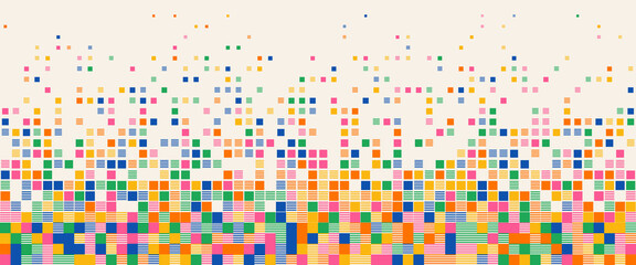 Fun abstract bottom border in trendy bright colors. Festive minimal background, panoramic banner template for ad, web page, poster