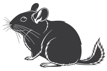 Fototapeta premium Silhouette vector illustration of a chinchilla rodent with fluffy tail