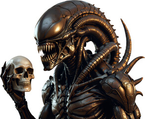 Alien Xenomorph, Isolated Transparent Background