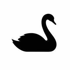 Elegant Black Swan Silhouette: A Vector Graphic of a Graceful Waterfowl