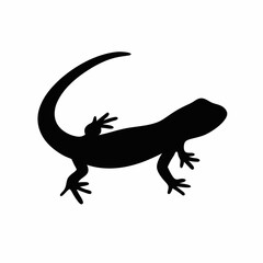 Silhouette of a Lizard: A Black and White Vector Graphic