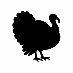 Silhouette of a Thanksgiving Turkey: A Simple Black and White Vector Illustration