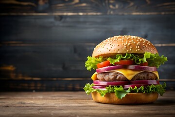 Tasty cheeseburger with room for text suitable for social media ads online ordering apps or street food marketing visuals milkyhexddway Backgrounds news ads