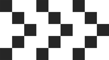 Black and white squares arranged in an abstract geometric pattern create an optical illusion, forming a visually stimulating design with contrasting elements