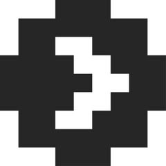 Obraz premium Pixel art representing number three with a cross shape, created using large square pixels, ideal for conveying concepts related to retro gaming, 8 bit graphics, or digital art