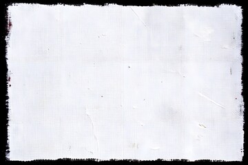White Worn Fabric Texture with Torn Edges on Black Background – High Resolution Canvas Material